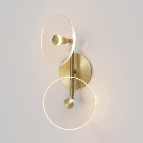 Brass finish Coral Duo Rod Wall Light - (Off-Centered)