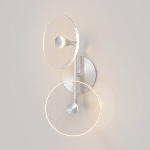 Steel finish Coral Duo Rod Wall Light - (Off-Centered)