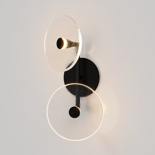 Matte Black Coral Duo Rod Wall Light - (Off-Centered)