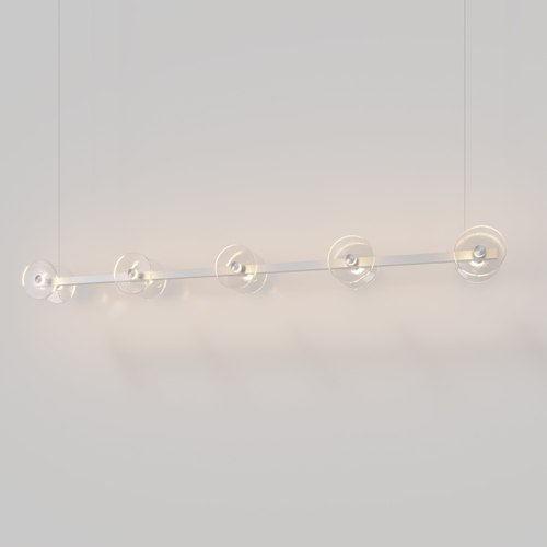 Steel Coral Linear Bar Pendant - Clear Glass