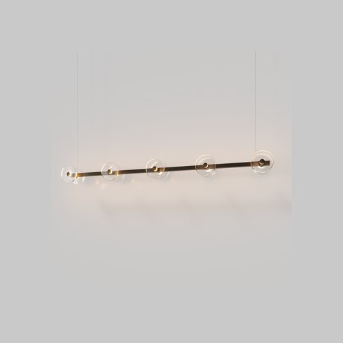 Medium Bronze Coral Linear Bar Pendant - Clear Glass