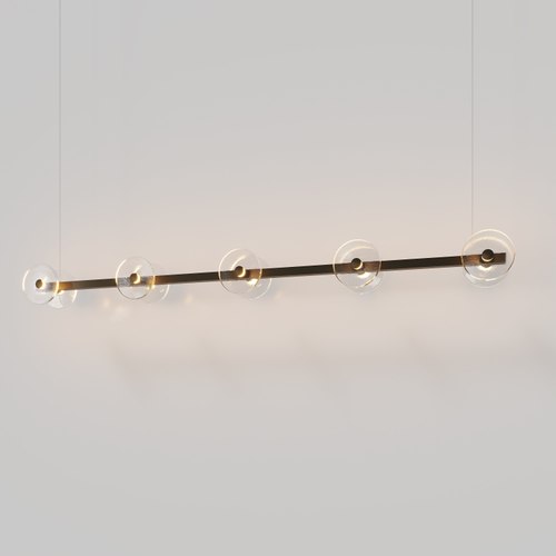 Medium Bronze Coral Linear Bar Pendant - Clear Glass