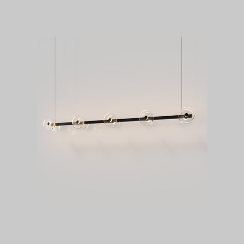 Matte Black Coral Linear Bar Pendant - Clear Glass