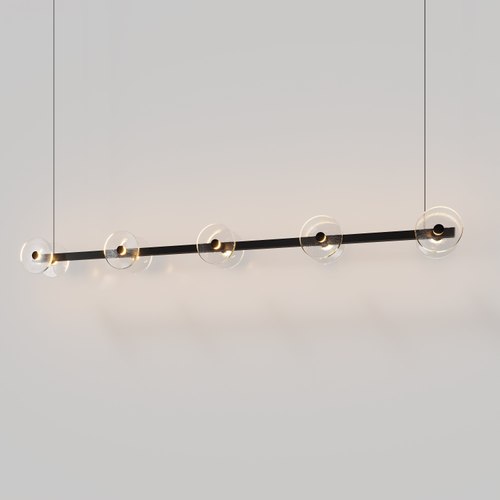 Matte Black Coral Linear Bar Pendant - Clear Glass