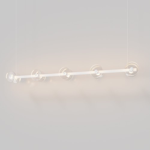 Matte White Coral Linear Bar Pendant - Clear Glass