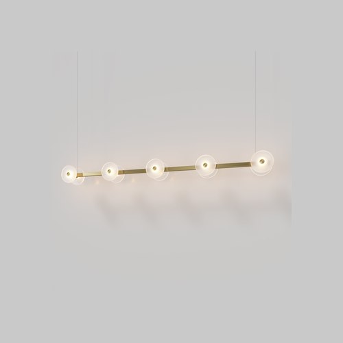 Brass Coral Linear Bar Pendant - Frosted Glass