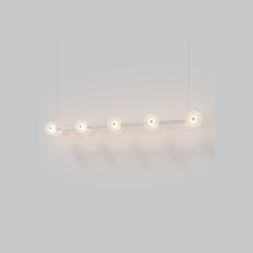 Steel Coral Linear Bar Pendant - Frosted Glass