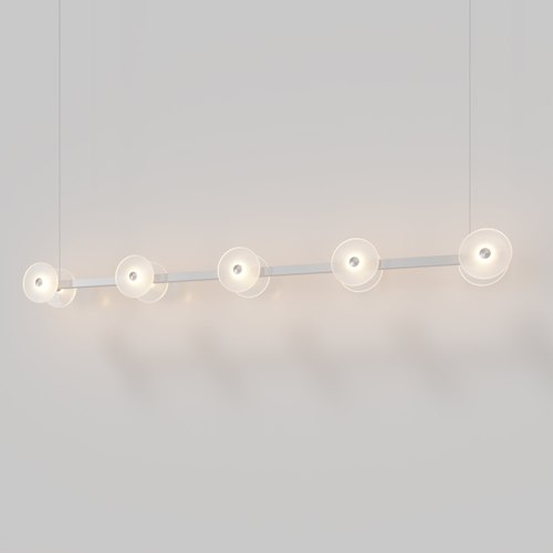 Steel Coral Linear Bar Pendant - Frosted Glass