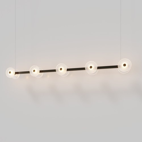Medium Bronze Coral Linear Bar Pendant - Frosted Glass