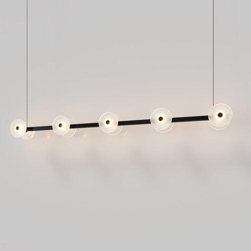 Matte Black Coral Linear Bar Pendant - Frosted Glass