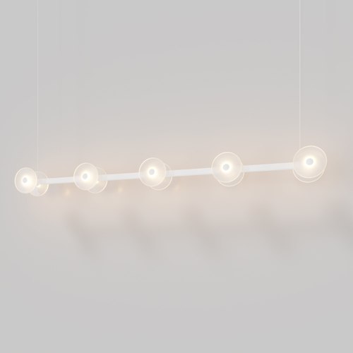 Matte White Coral Linear Bar Pendant - Frosted Glass