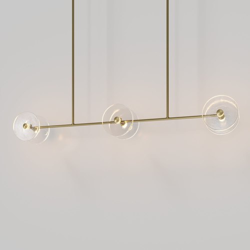 Brass Coral Linear Rod Pendant (Six Coral Pieces)