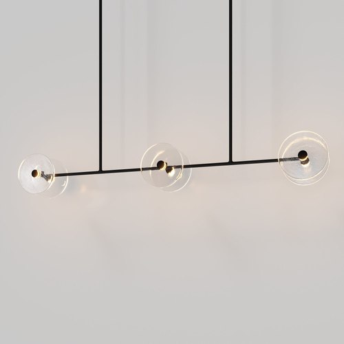 Matte Black Coral Linear Rod Pendant (Six Coral Pieces)