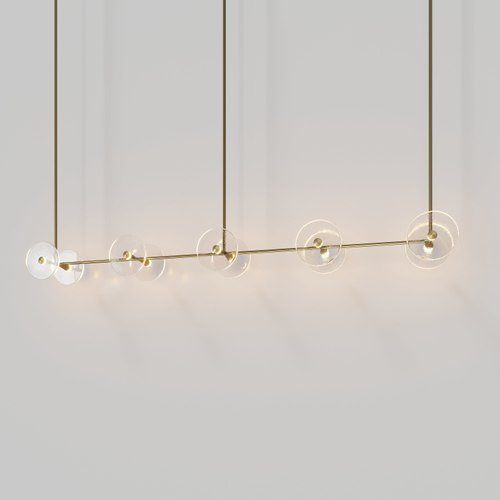 Brass Coral Linear Rod Pendant (Ten Coral Pieces)
