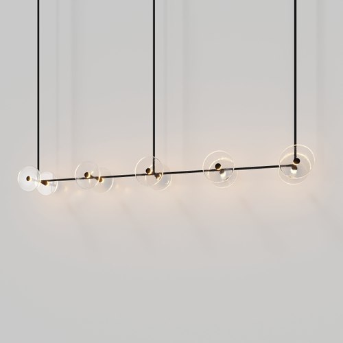 Matte Black Coral Linear Rod Pendant (Ten Coral Pieces)