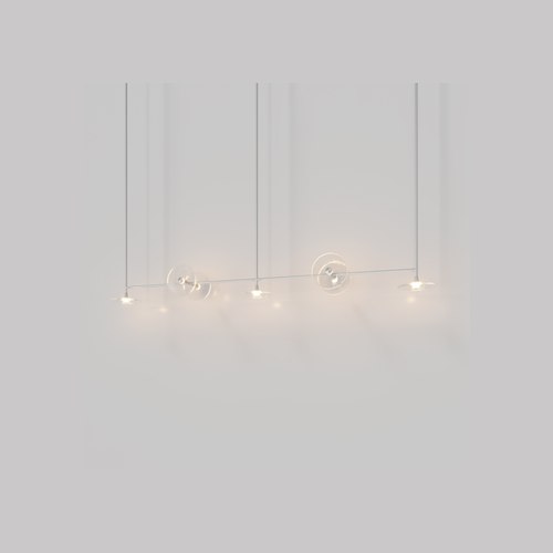 Steel Coral Linear Rod Pendant (Seven Coral Pieces)