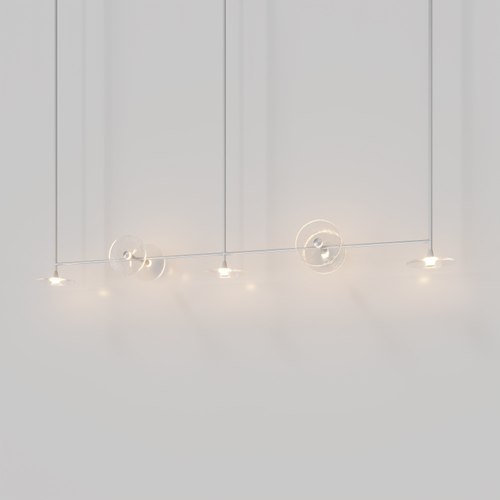 Steel Coral Linear Rod Pendant (Seven Coral Pieces)