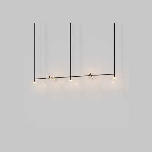 Matte Black Coral Linear Rod Pendant (Seven Coral Pieces)