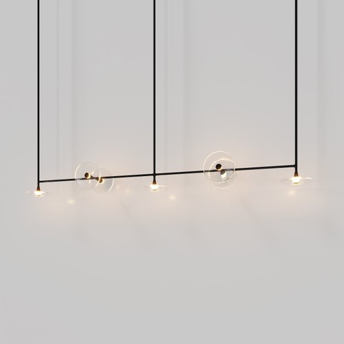 Matte Black Coral Linear Rod Pendant (Seven Coral Pieces)