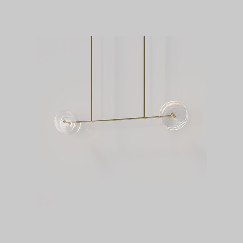 Brass Coral Linear Rod Pendant ( Four Coral Pieces )