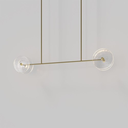 Brass Coral Linear Rod Pendant ( Four Coral Pieces )