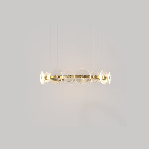 Brass Coral Ring Pendant (20) - Clear Glass