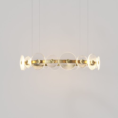 Brass Coral Ring Pendant (20) - Clear Glass