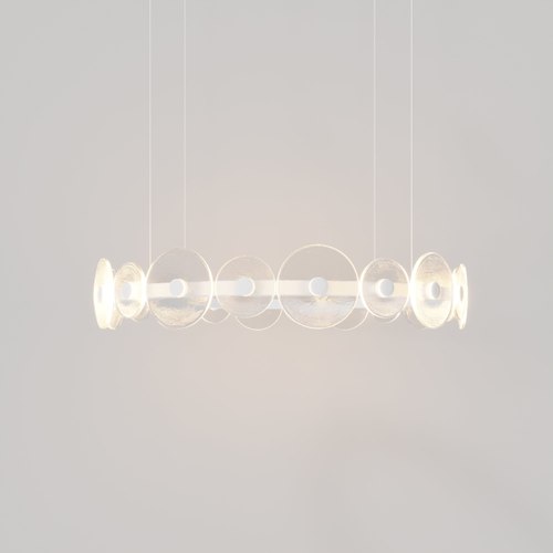 Matte White Coral Ring Pendant (20) - Clear Glass