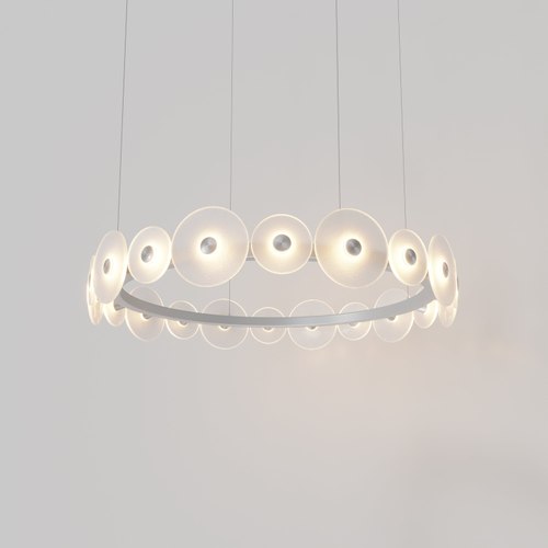 Steel Coral Ring Pendant (20) - Frosted Glass