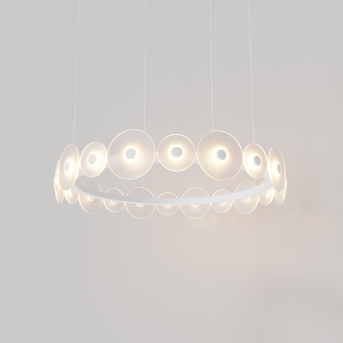 Matte White Coral Ring Pendant (20) - Frosted Glass