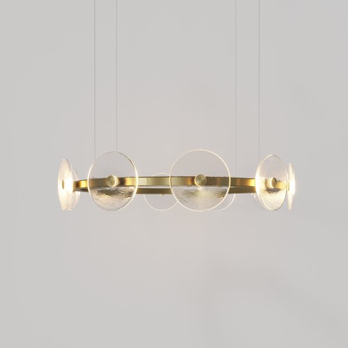 Brass Coral Ring Pendant (10) - Clear Glass