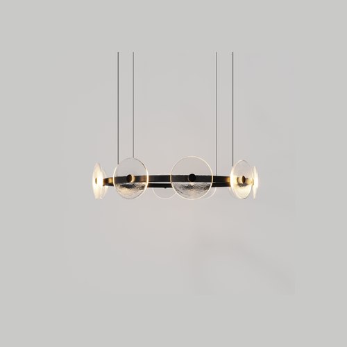 Matte Black Coral Ring Pendant (10) - Clear Glass