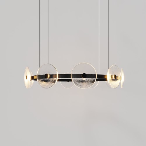 Matte Black Coral Ring Pendant (10) - Clear Glass