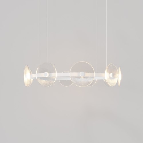 Matte White Coral Ring Pendant (10) - Clear Glass