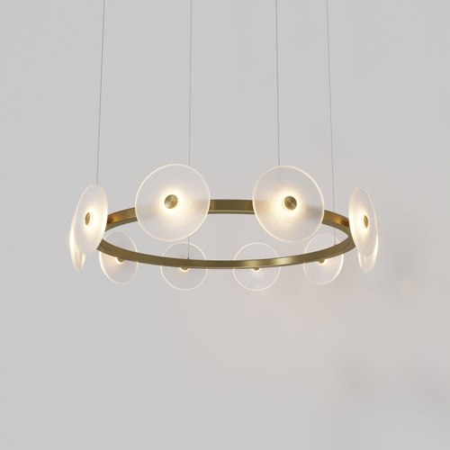 Brass Coral Ring Pendant (10) - Frosted Glass