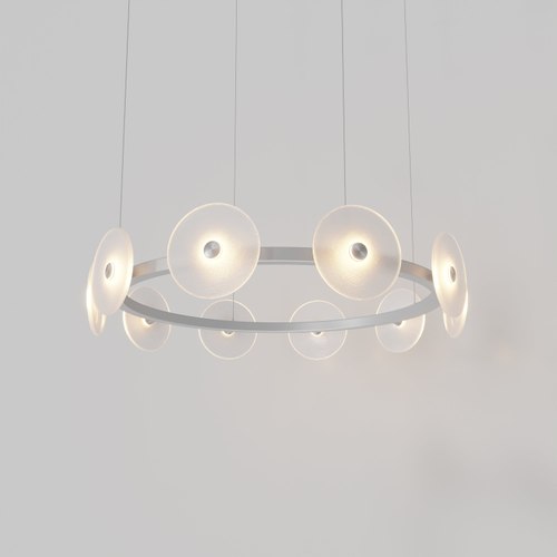 Steel Coral Ring Pendant (10) - Frosted Glass