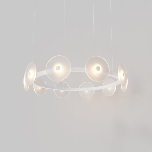 Matte White Coral Ring Pendant (10) - Frosted Glass