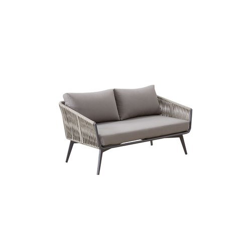 Taupe  Kereru Aluminium and Rope Outdoor Loveseat