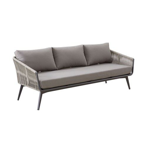 Taupe  Kereru Aluminium and Rope Outdoor 3 Seater Sofa