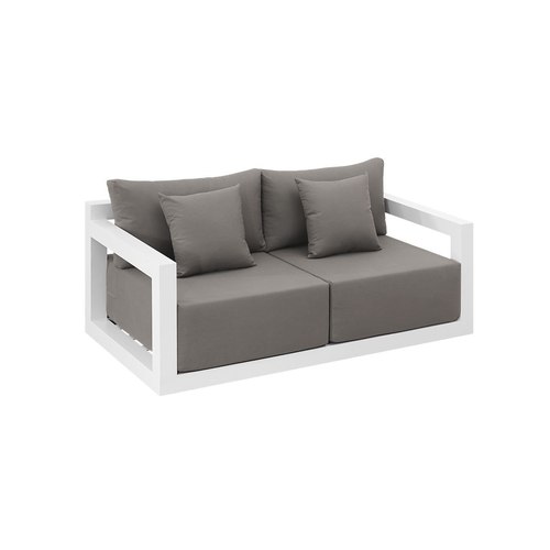 White Frame/ Taupe Fabric Ibis 2.0 Oversized Outdoor Loveseat