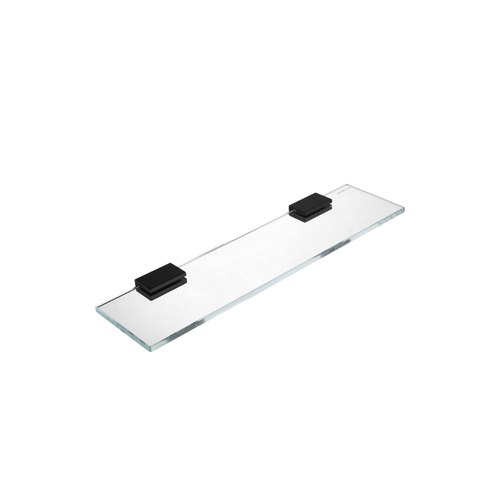 Black Versa Glass Rectangle Shelf 400mm