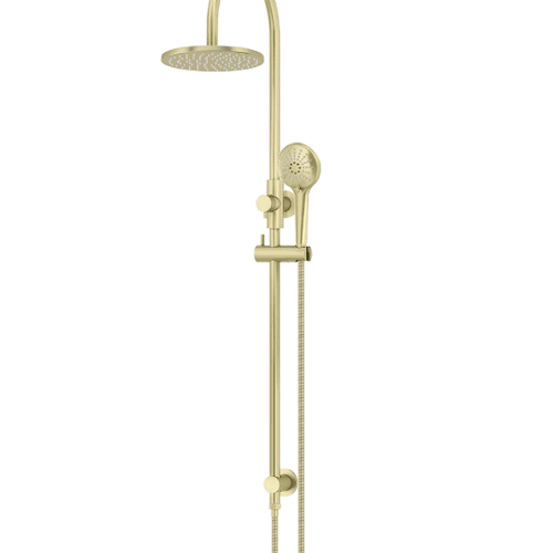 Tiger Bronze Meir Round Gooseneck Shower Set with 200mm Rose, Three Function Hand Shower Lustre Bronze