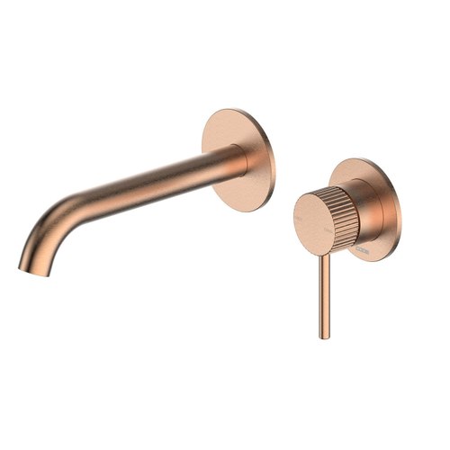 Brushed Copper Nature Piper Wall & Basin Mixer | Textured Handle