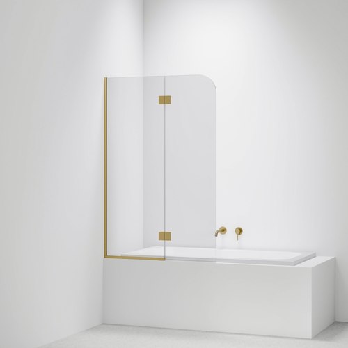 Brushed Brass Code Super Clear Bath Screen Range | 550 + 450W