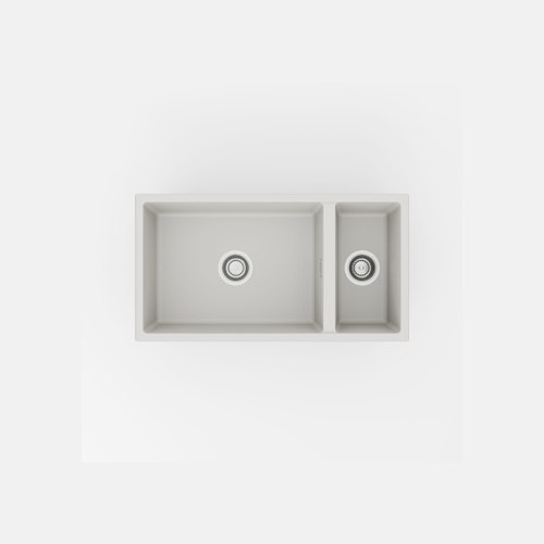 White Aura 750 (550+200) Double Bowl Granite Sink