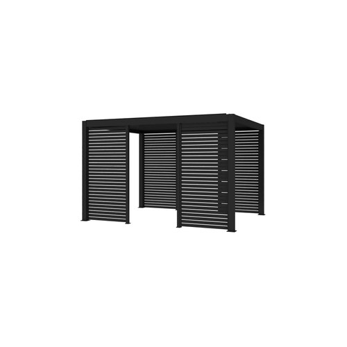 Black Tasman Freestanding Pergola Slatted Privacy Wall