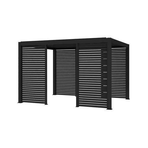 Black Baltic Freestanding Pergola Slatted Privacy Wall