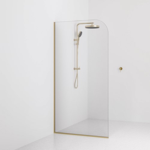 Brushed Brass Code Pillar Shower Screen Glass Range | 1050MM