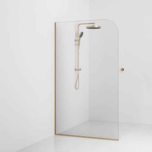 Brushed Brass Code Pillar Shower Screen Glass Range | 1200MM