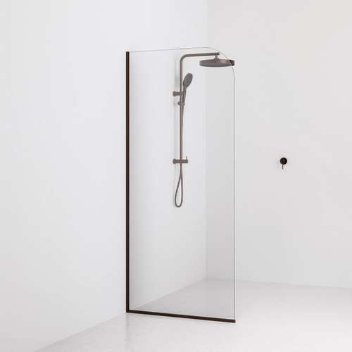 Brushed bronze Code Pillar Shower Screen Glass Range | 900mm